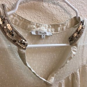 Miss Me sleeveless top with sequin collar